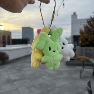 Rainbow Unicorn Plush Rabbit Bag Charm Green