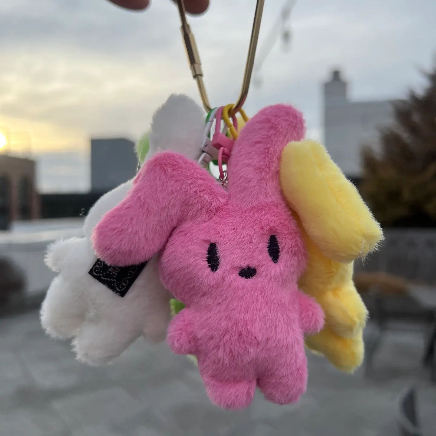 Rainbow Unicorn Plush Rabbit Bag Charm Pink