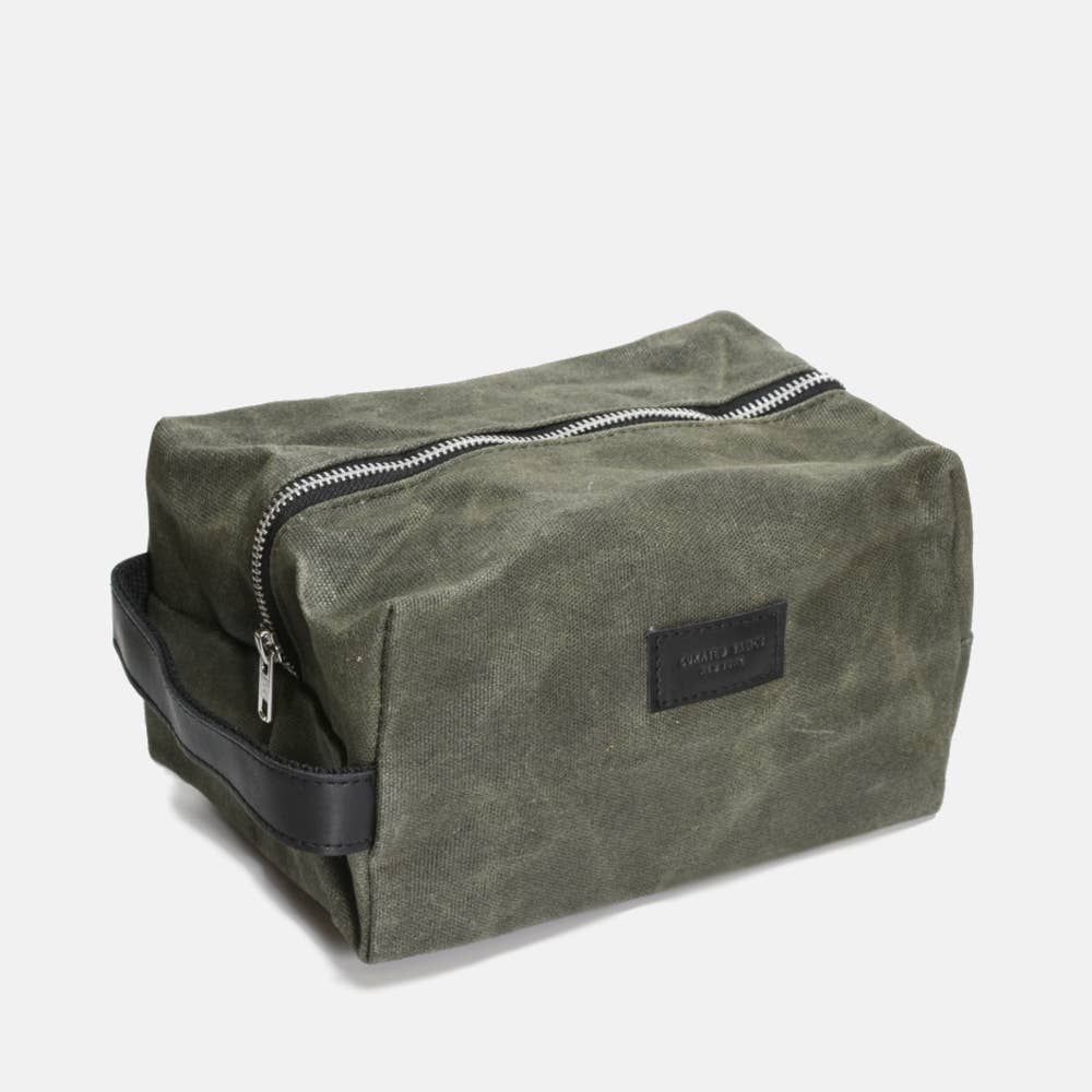 Curated Basics Waxed Canvas Toiletry Bag  Green