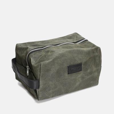 Curated Basics Waxed Canvas Toiletry Bag  Green