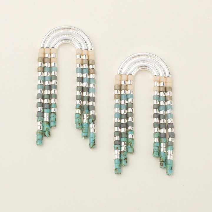 Miyuki Rainbow Earring Turquoise Multi Silver