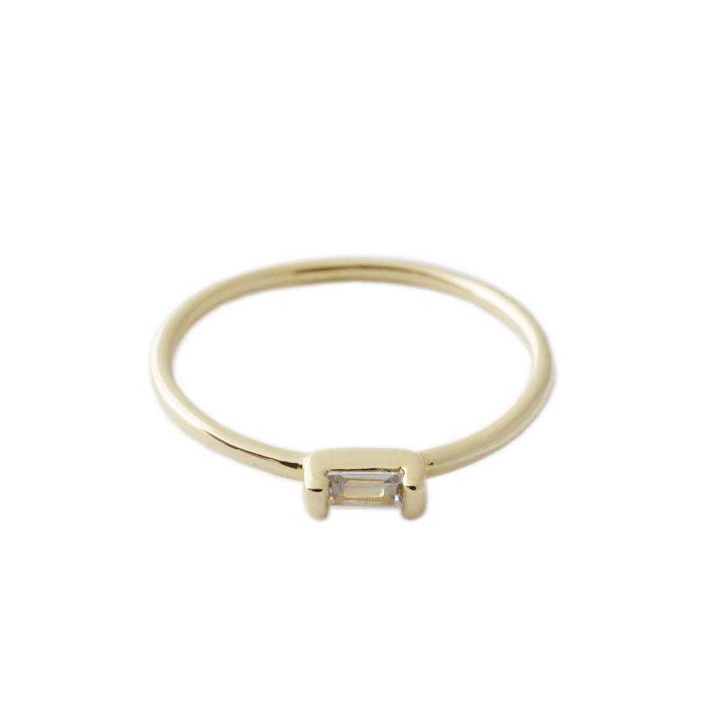 Crystal Baguette Ring, Metal: Gold, Size: 5