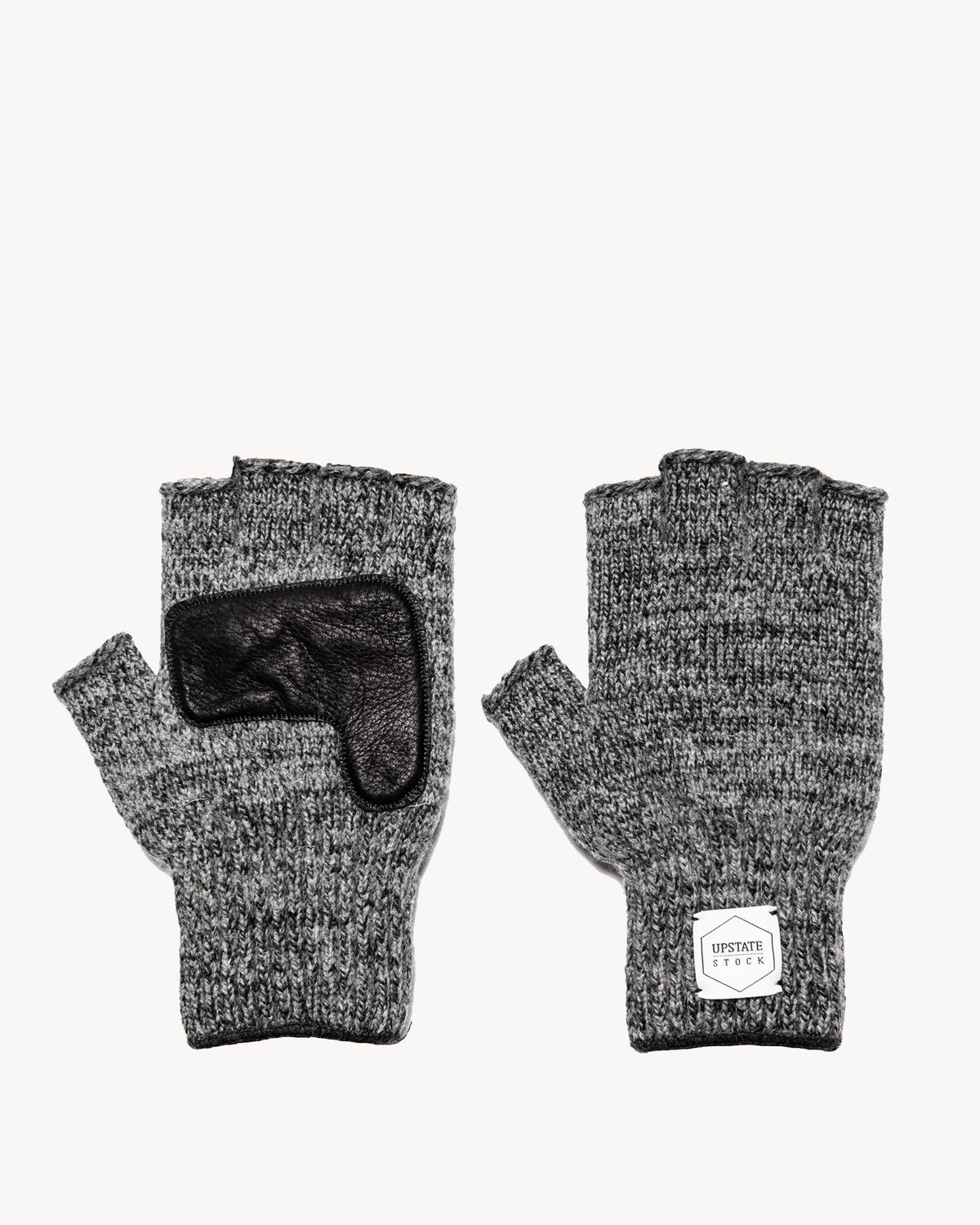Upstate Stock Fingerless Charcoal with Black Deerskin, Size: S/M