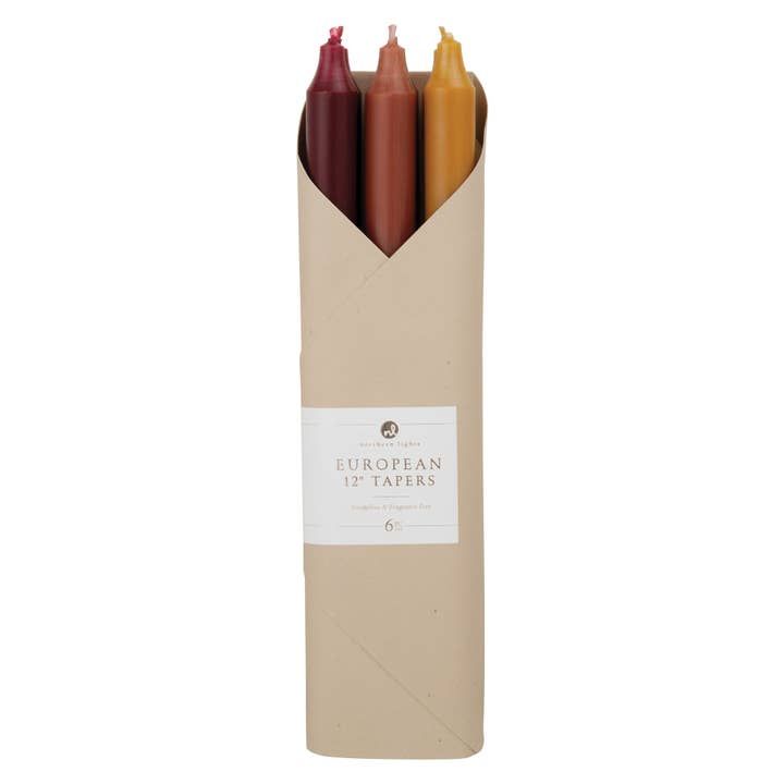 12&quot; Tapers 6 Pack Mixed, Color: Autumn Harvest