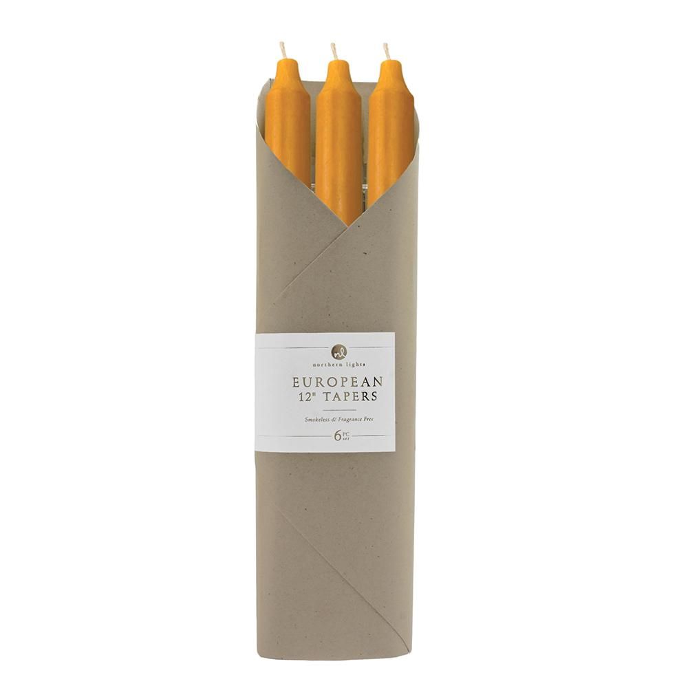 12&quot; Tapers 6 Pack Solid, Color: Caramel