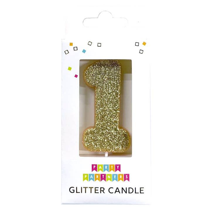 Glitter Number Candle Gold, Numbers: 1