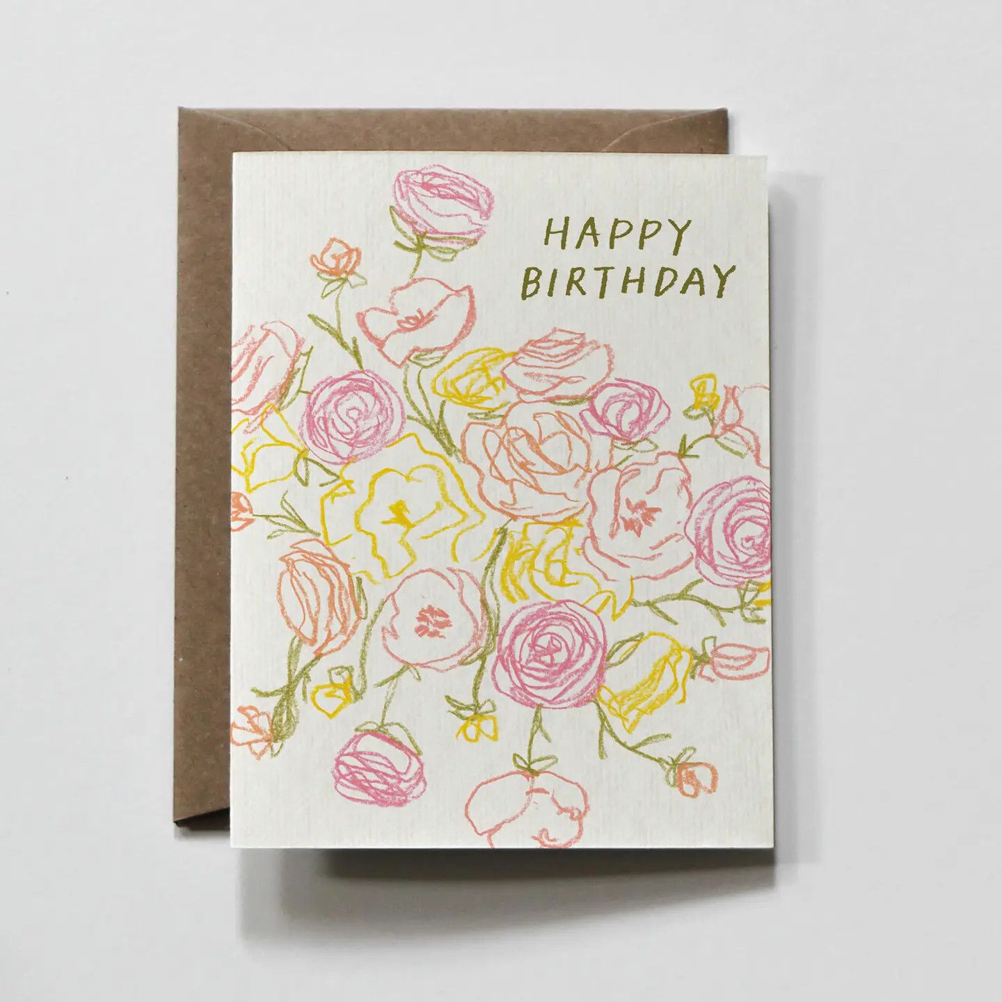Bright Floral Bouquet Outline Birthday