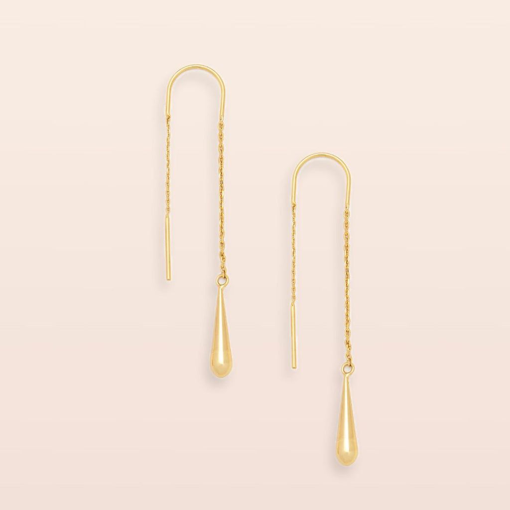 Refined Teardrop Threader Earring Gold Vermeil
