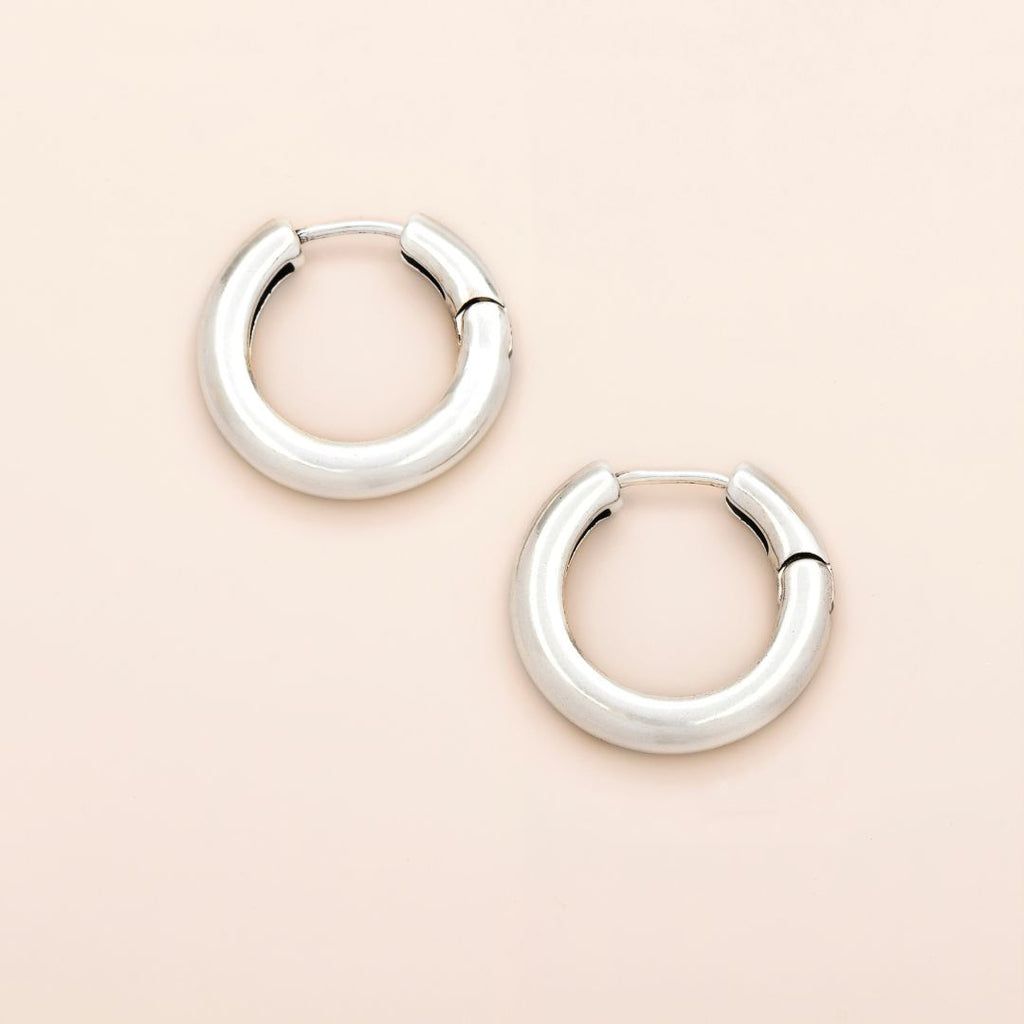 Stellar Med Hoop Sterling Silver Earring