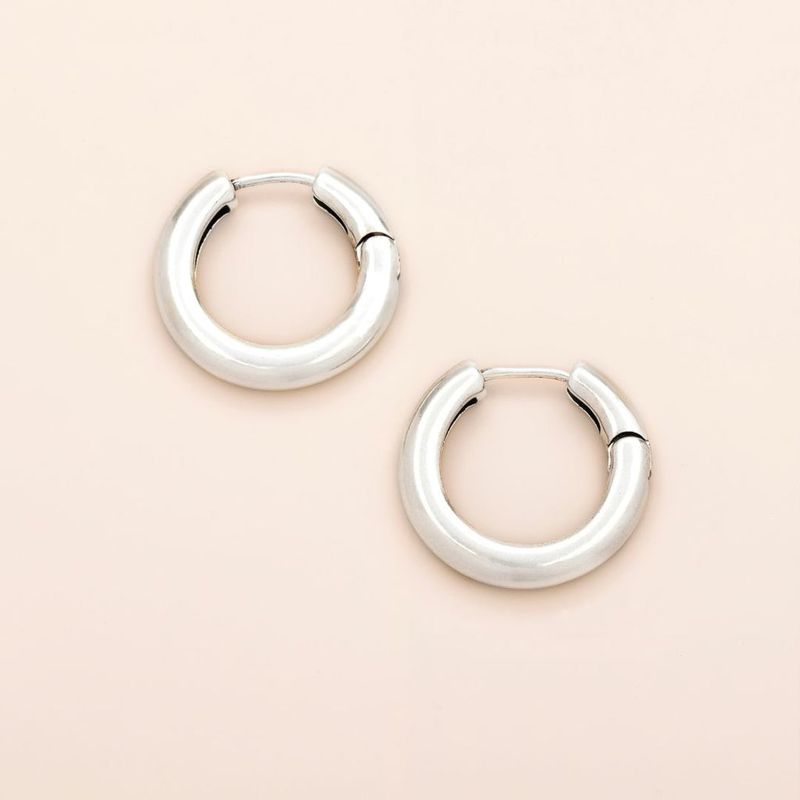 Stellar Med Hoop Sterling Silver Earring