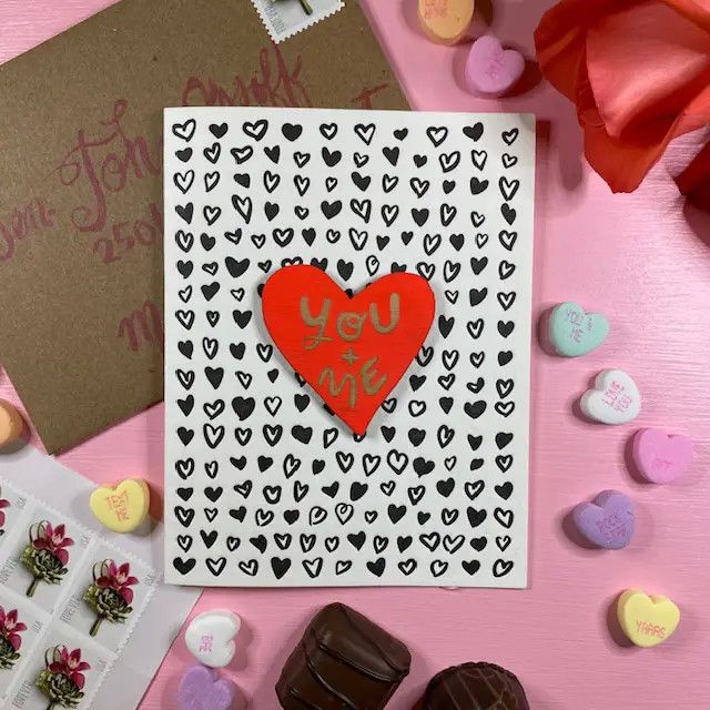 You + Me - Heart Magnet w/ Card