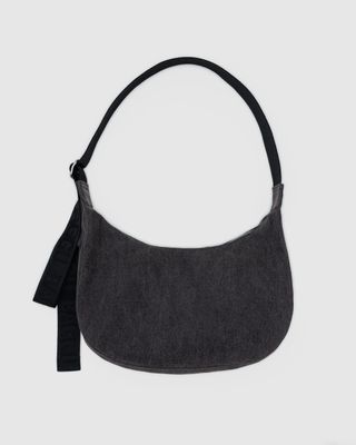 Baggu Medium Denim Crescent Bag Washed Black Denim