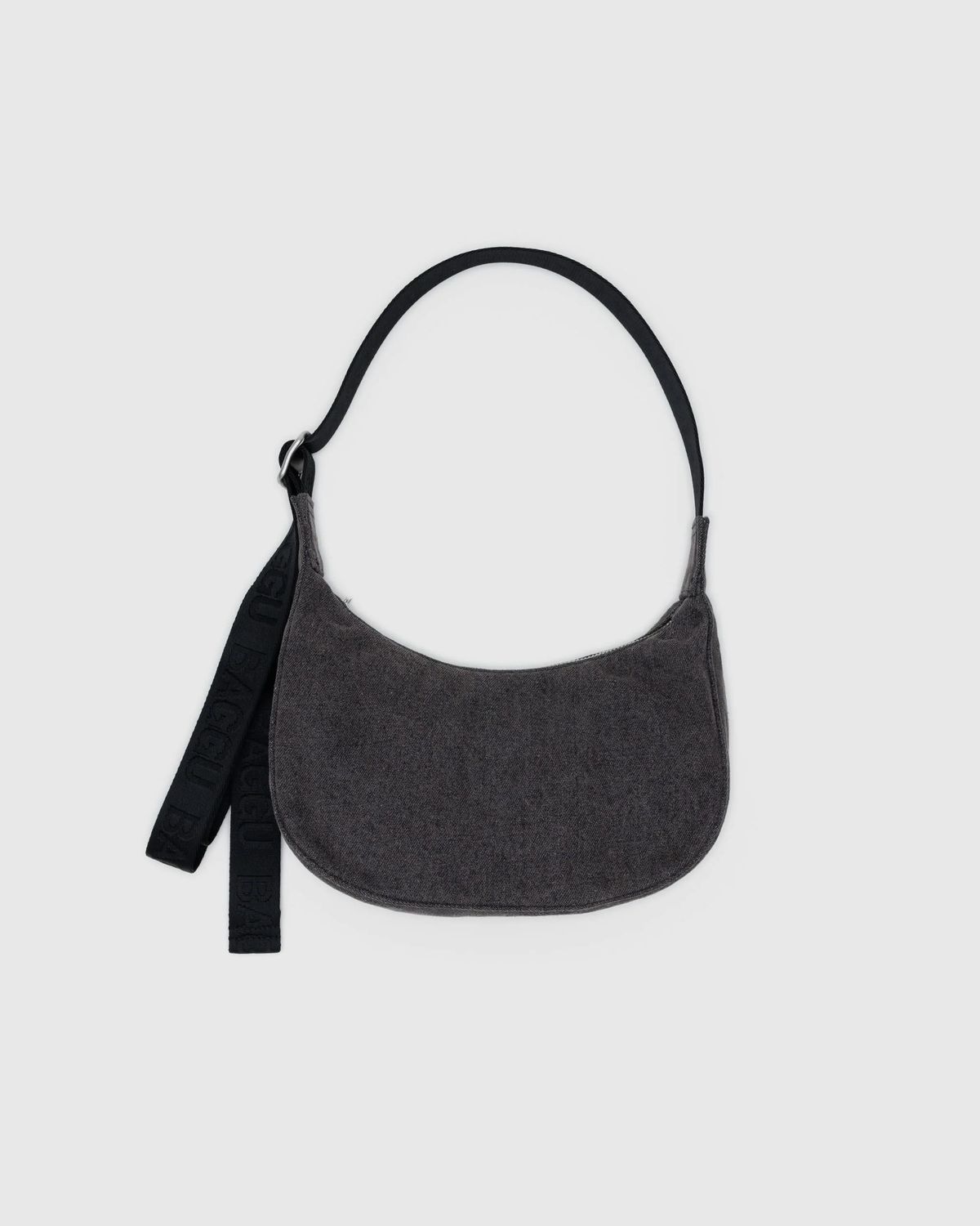 Baggu Small Denim Crescent Bag Washed Black Denim