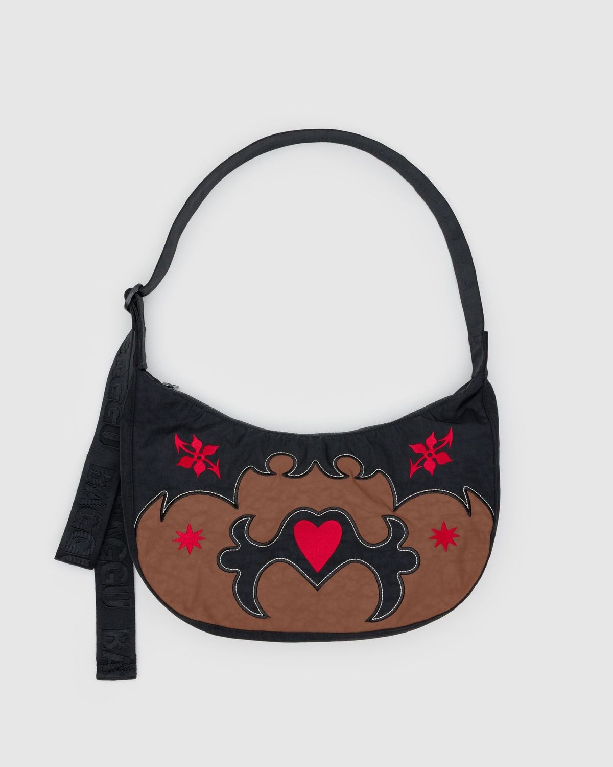 Baggu Medium 47&quot; Nylon Crescent Bag Embroidered Western Applique
