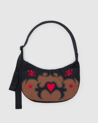 Baggu Medium 47&quot; Nylon Crescent Bag Embroidered Western Applique