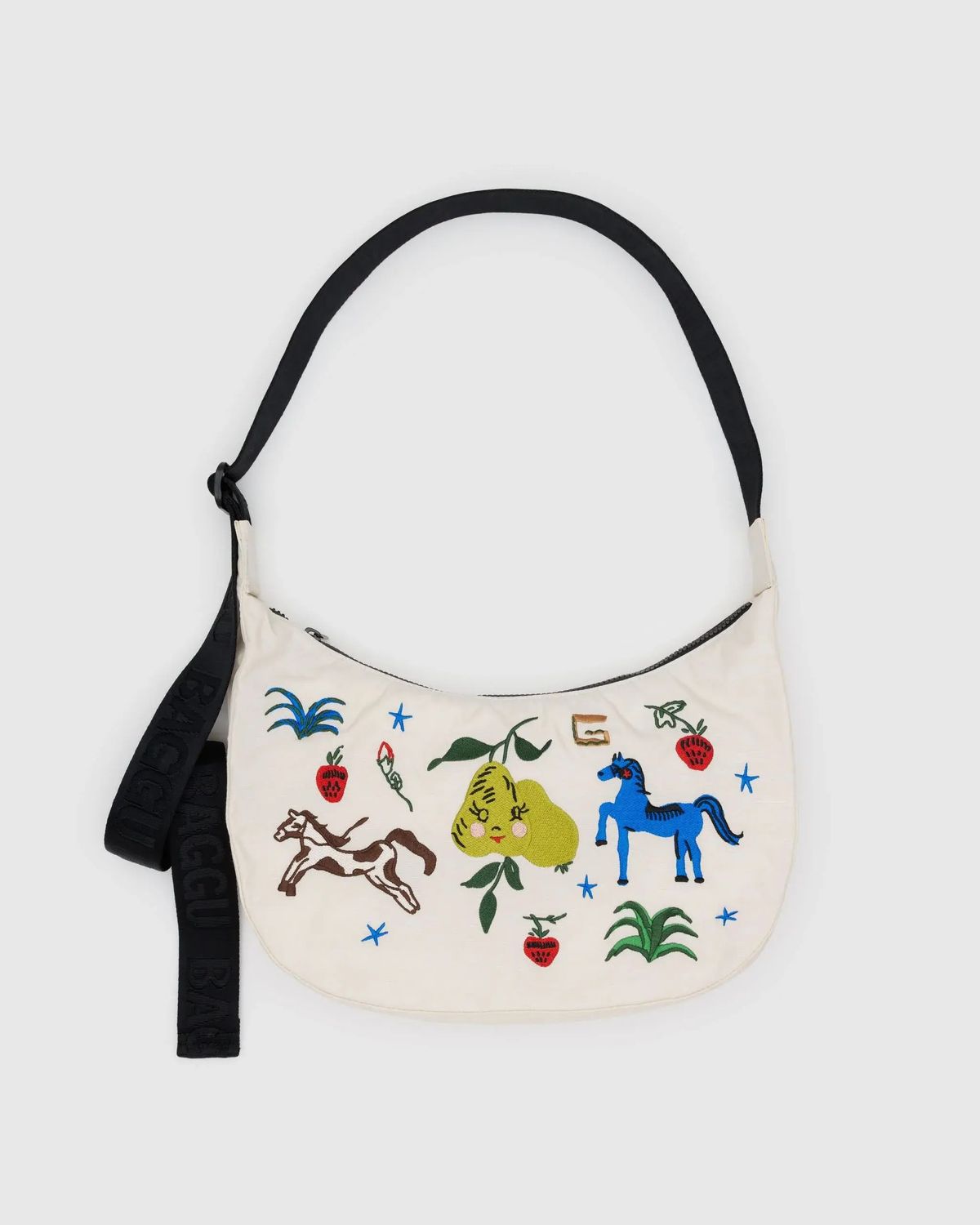 Baggu Medium 47&quot; Nylon Crescent Bag Embroidered Painted Prairie