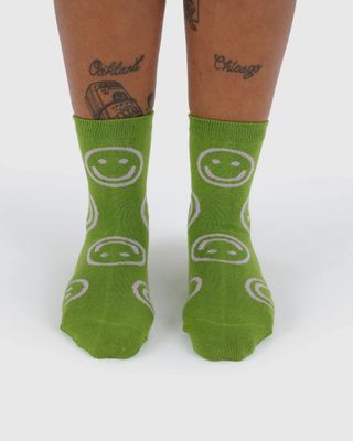 Baggu Crew Socks Pear Happy