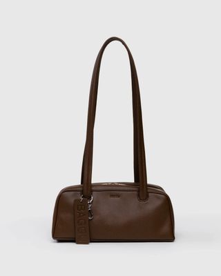 Baggu Recycled Small Leather Bowler Bag Brown