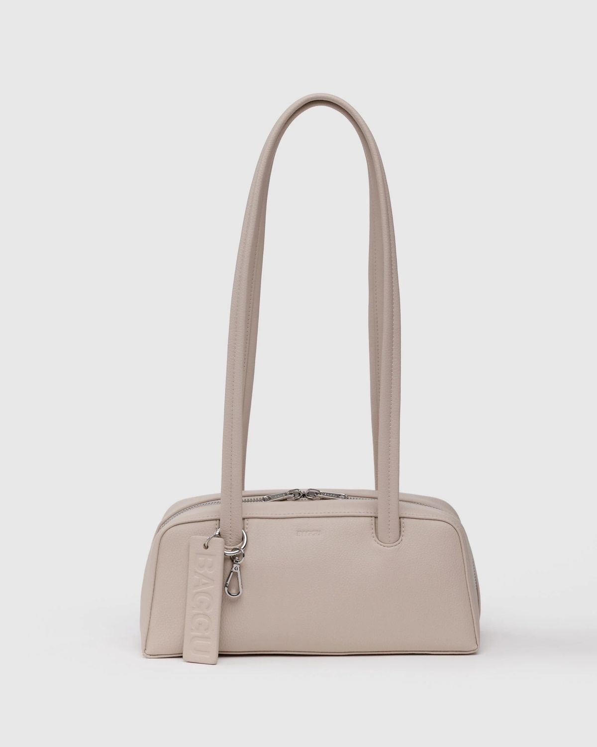 Baggu Recycled Small Leather Bowler Bag Stone