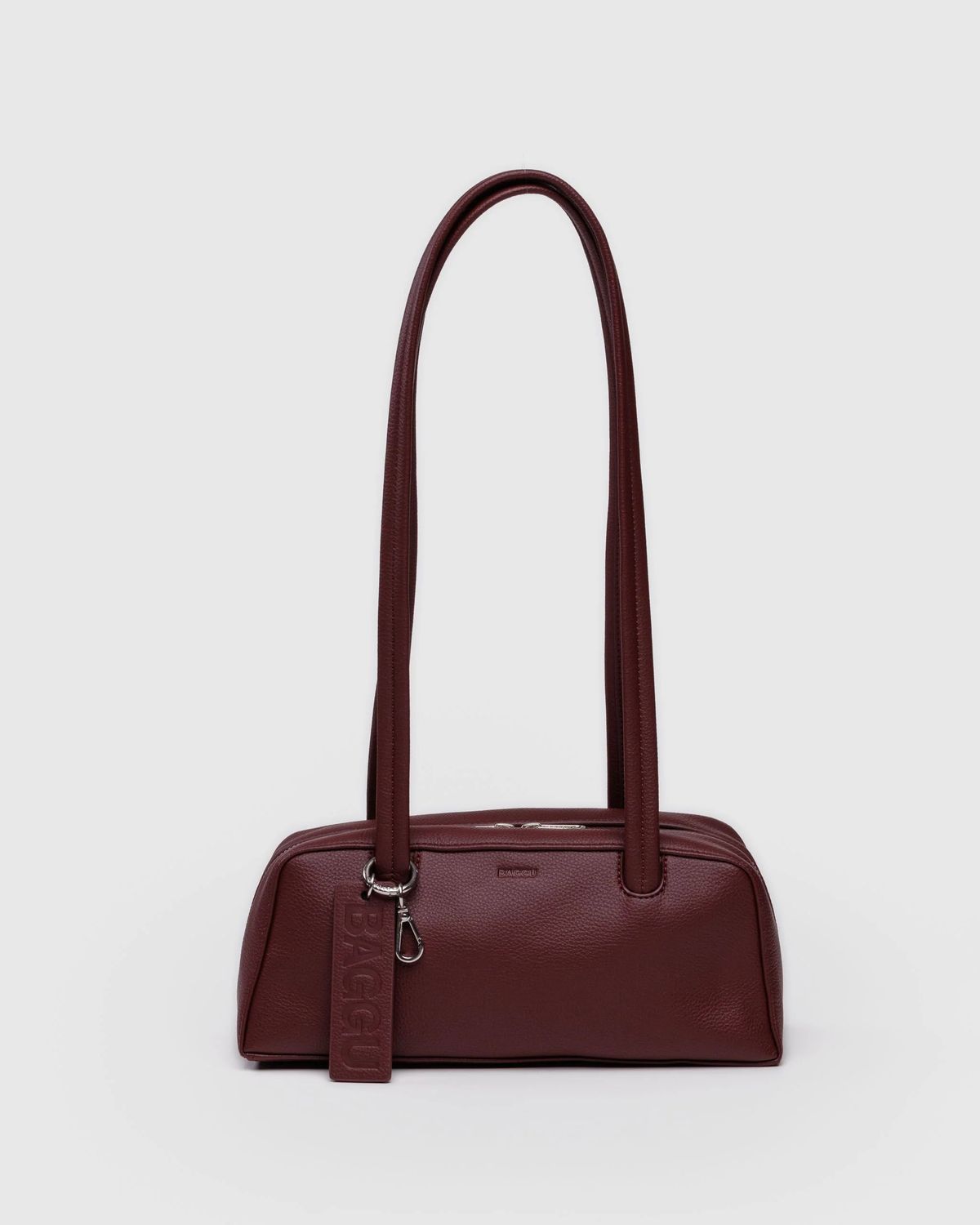 Baggu Recycled Small Leather Bowler Bag Mahogany