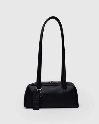 Baggu Recycled Small Leather Bowler Bag Black