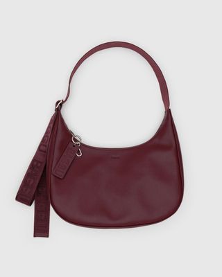 Baggu Medium Recycled Leather Crescent Bag Mahogany