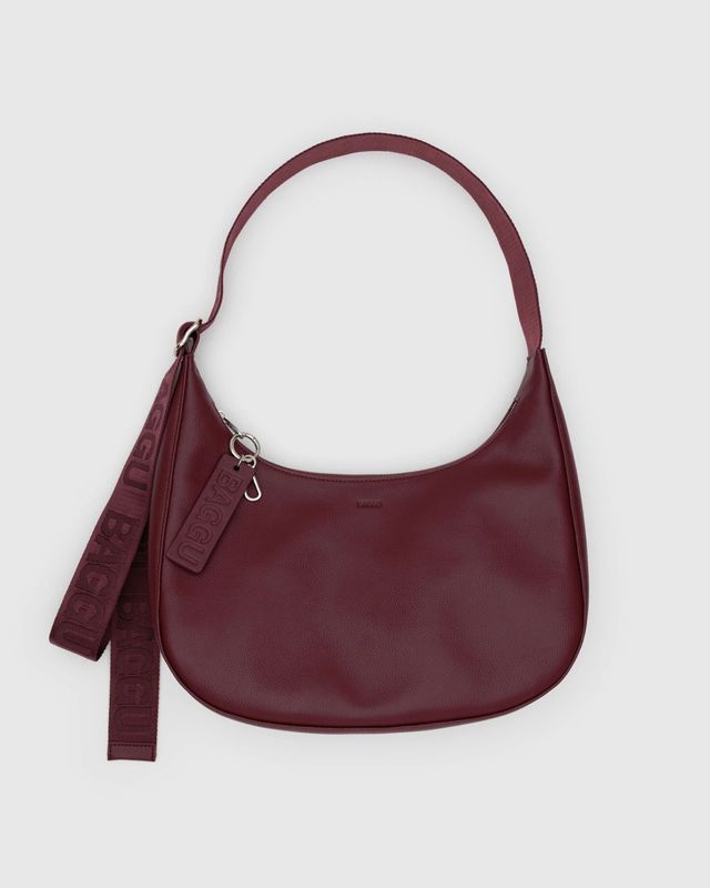 Baggu Medium Recycled Leather Crescent Bag Mahogany
