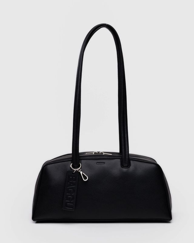 Baggu Recycled Leather Bowler Bag Black