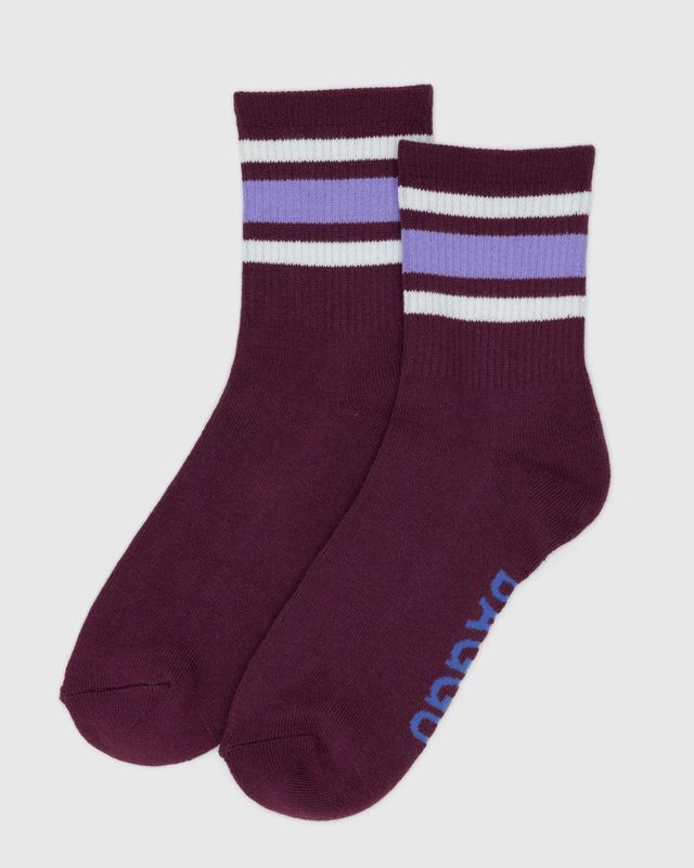 Baggu Ribbed Socks Mahogany Stripe One Size