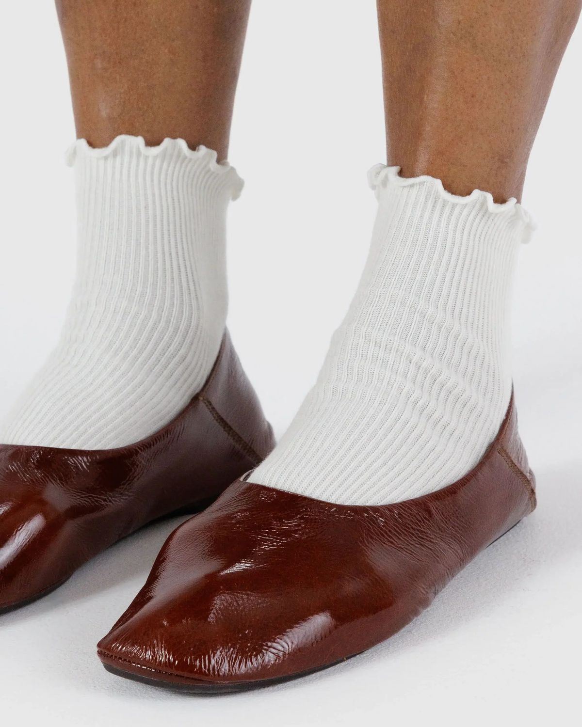 Baggu Lettuce Edge Sock Set White
