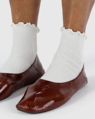 Baggu Lettuce Edge Sock Set White