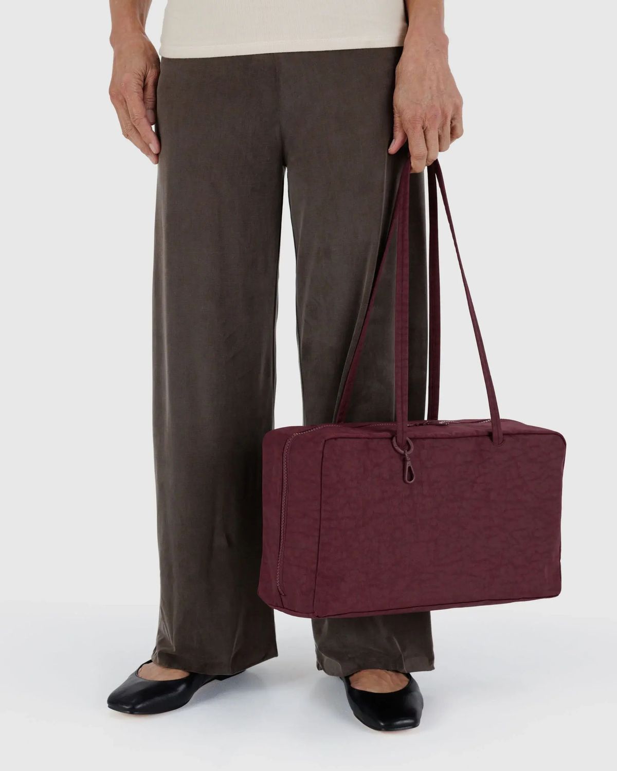 Baggu Medium Nylon Bowler Bag Mahogany