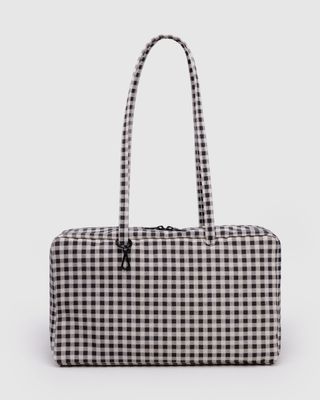 Baggu Medium Nylon Bowler Bag Black &amp; White Gingham