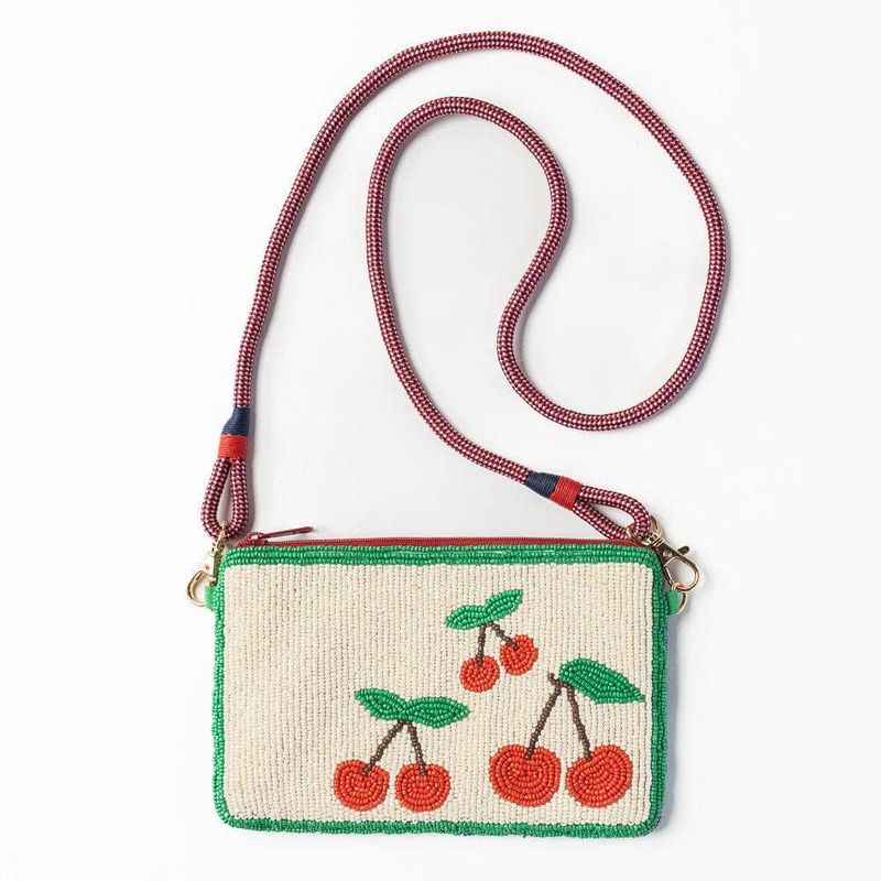 Ink + Alloy Leila Cherries Bead Clutch w/strap