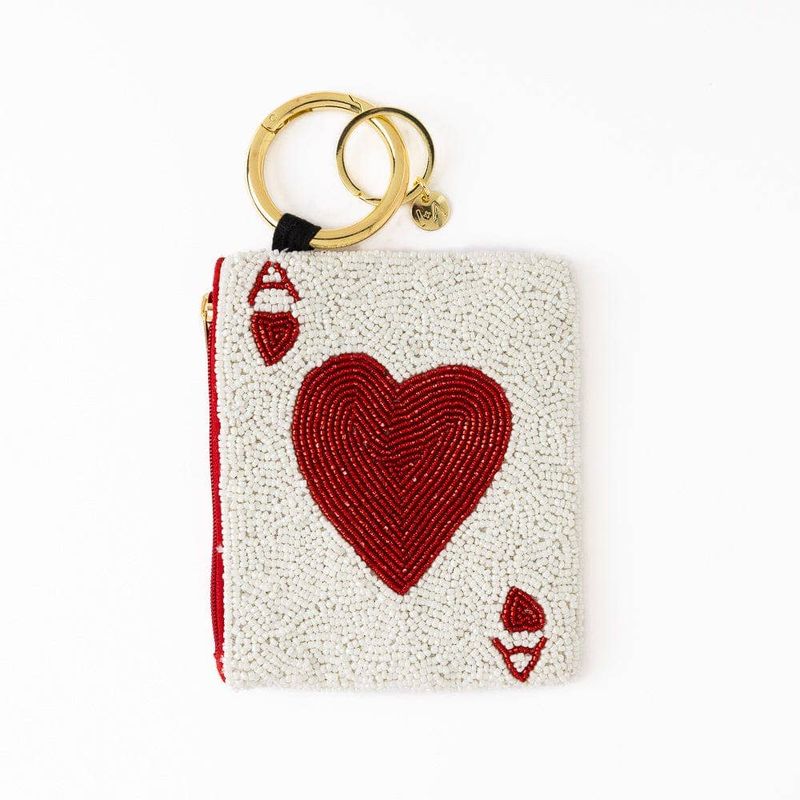Ink + Alloy Mary Mary Ace of Hearts Beaded Pouch