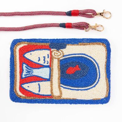 Ink + Alloy Leila Sardine Bead Clutch w/strap