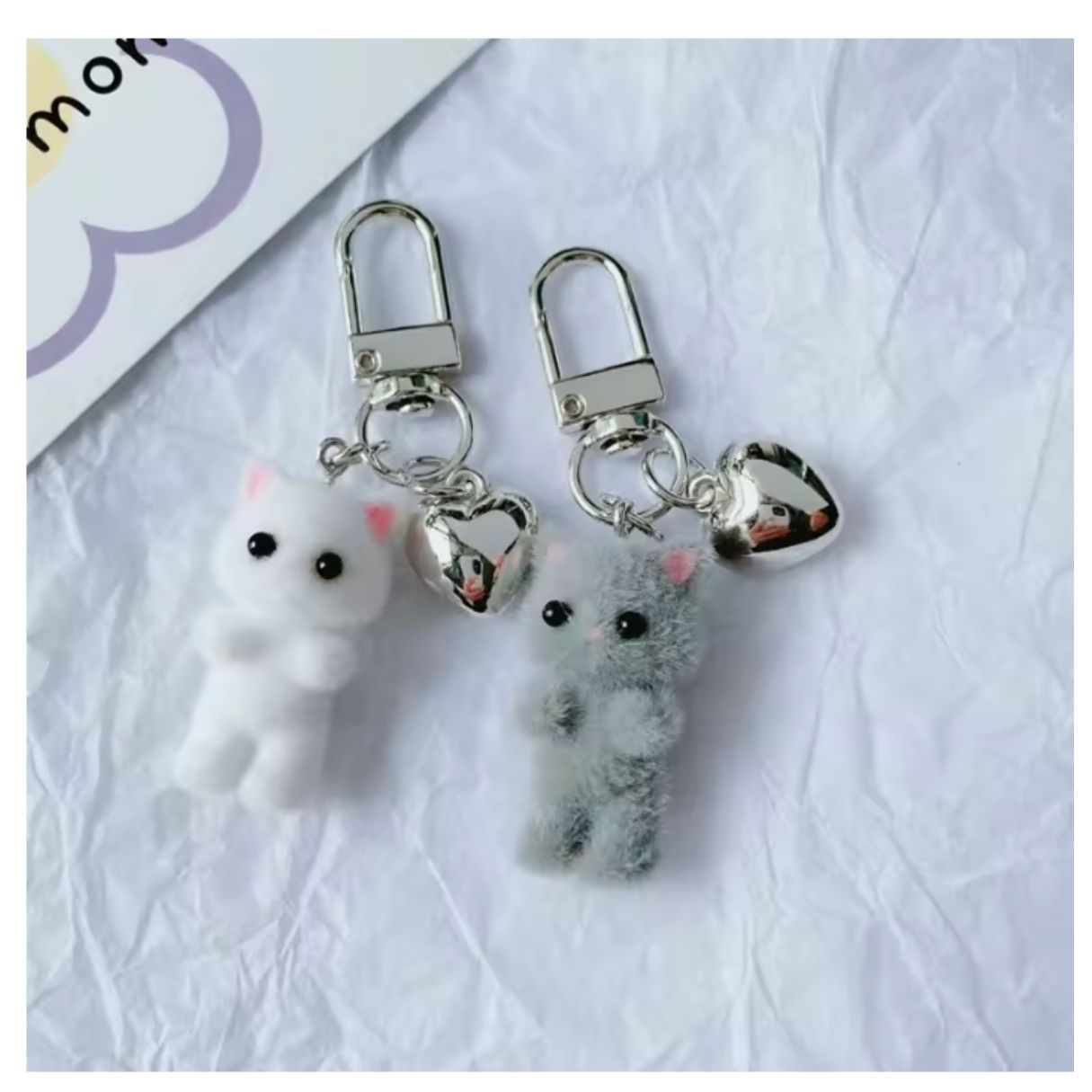 Rainbow Unicorn Mini Plush Cat Bag Charm White