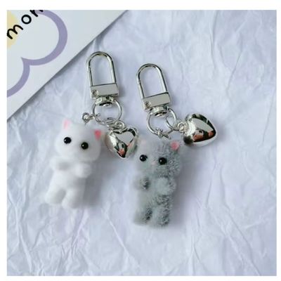 Rainbow Unicorn Mini Plush Cat Bag Charm White