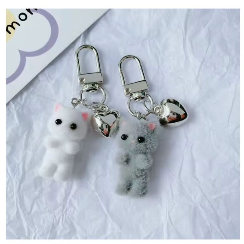 Rainbow Unicorn Mini Plush Cat Bag Charm White