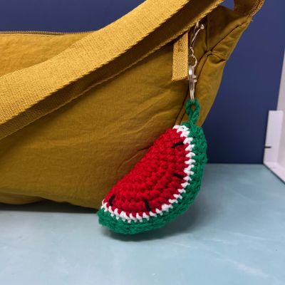Rainbow Unicorn Crochet Bag Charm Watermelon
