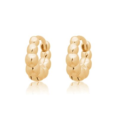 Gold Plain Bubble Huggie Earrings