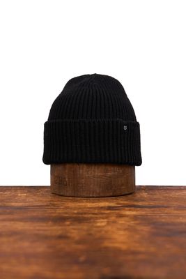 Merino Wool &amp; Recycled Poly Beanie Black
