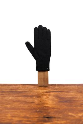 Merino Wool &amp; Recycled Poly Full Finger Glove Black