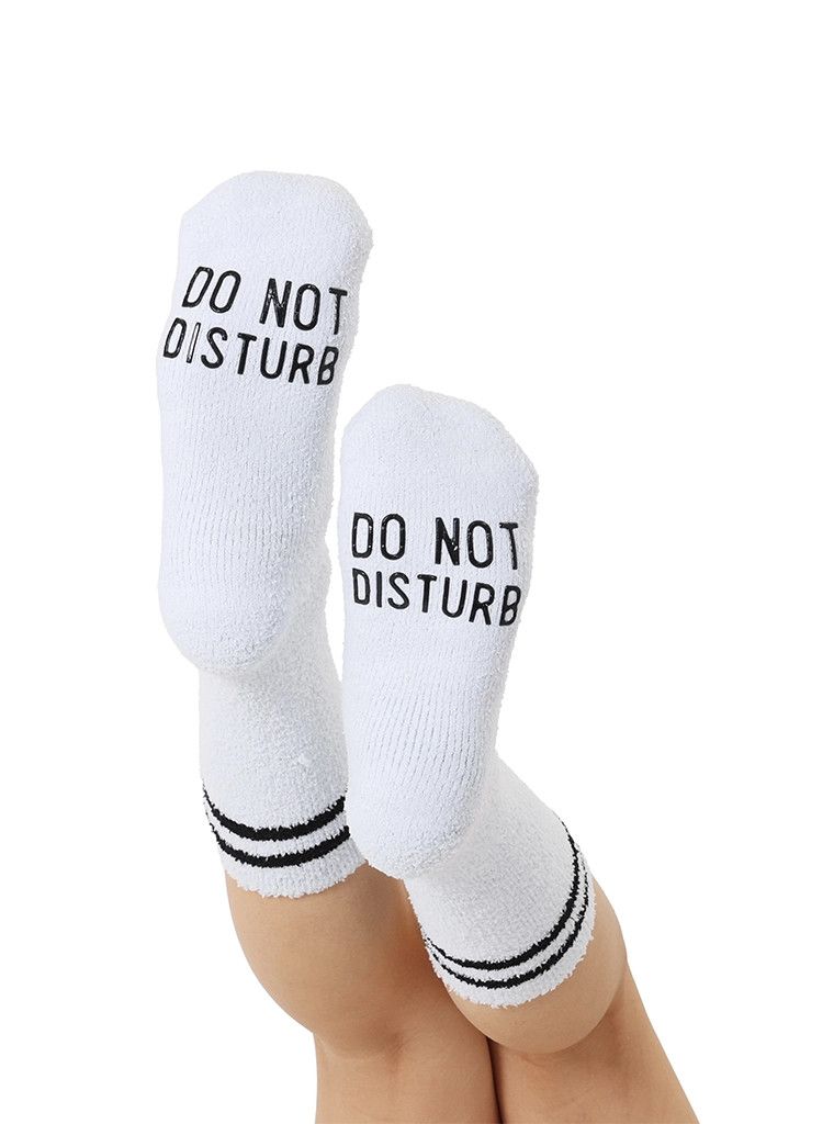 Living Royal Fuzzy Crew Socks Do Not Disturb