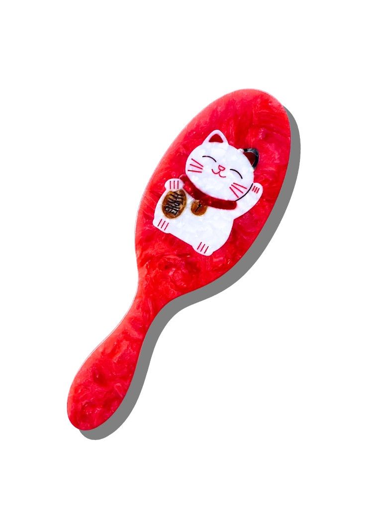 Solar Eclipse Amazing Hair Day Brush Red Lucky Cat
