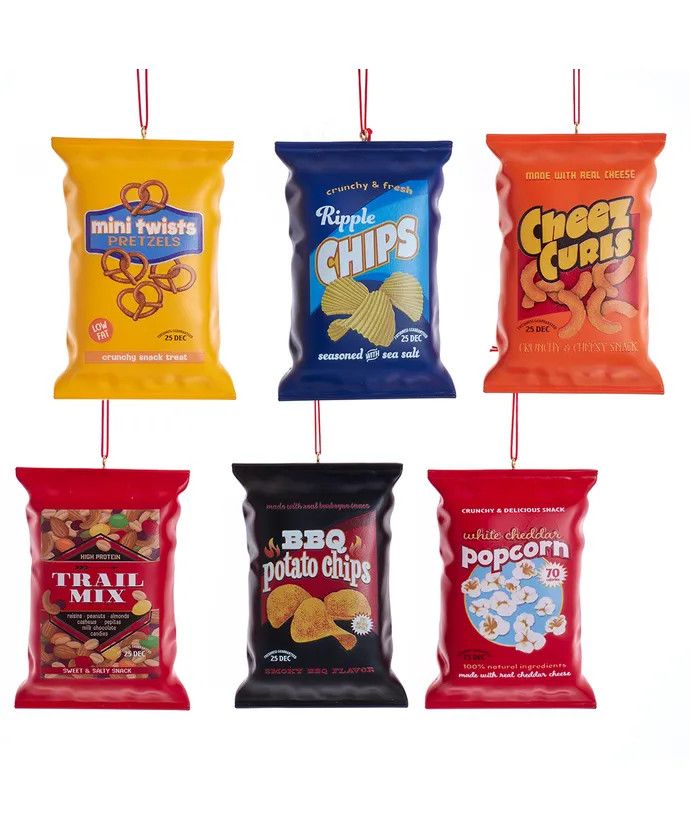 Snack Bag Ornaments, 6 Assorted