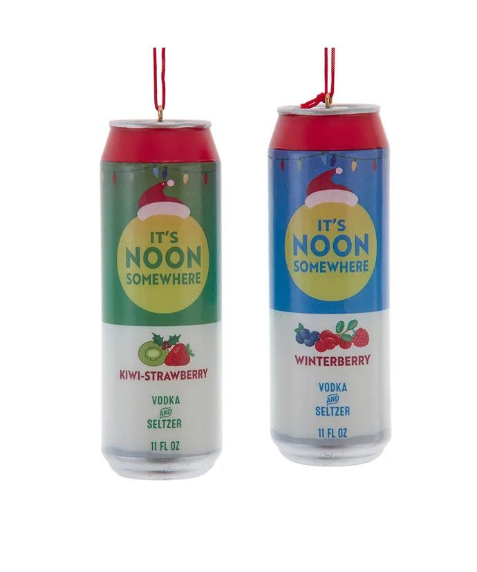 &quot;It&#39;s Noon Somewhere&quot; Can Ornaments, 2 Assorted