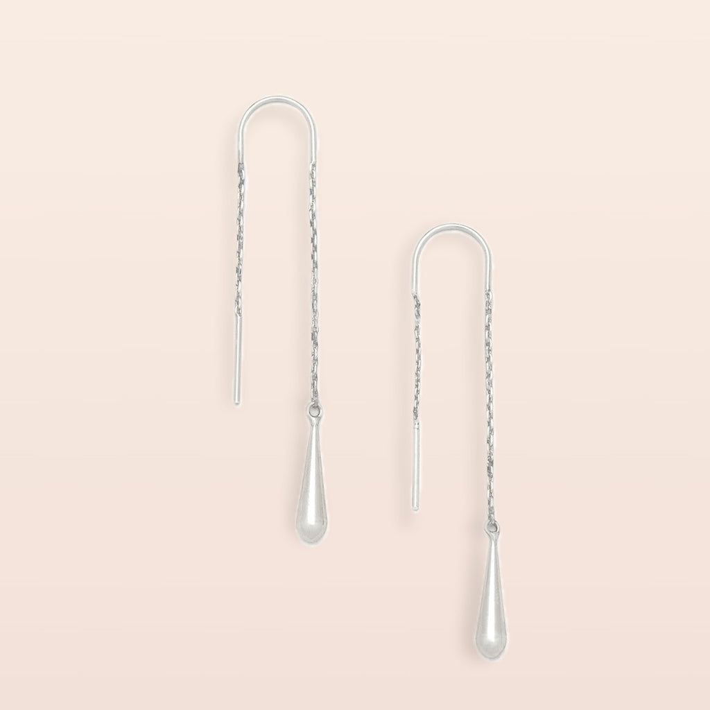 Refined Teardrop Threader Earring Sterling Silver