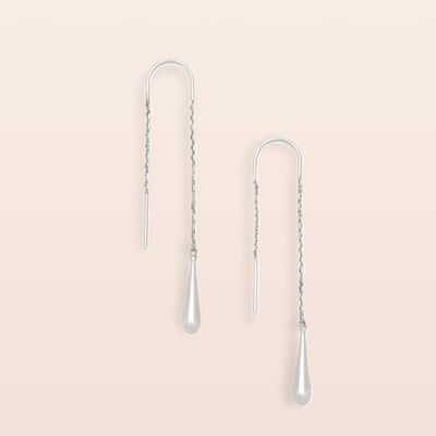 Refined Teardrop Threader Earring Sterling Silver