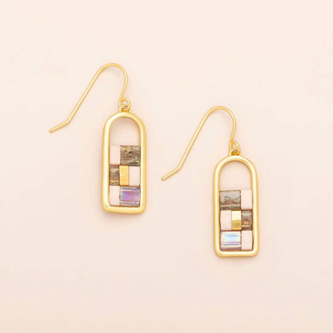 Miyuki Frame Earring Blush Topaz Gold